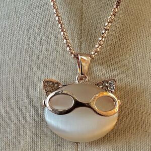 Cat with glasses pendant necklace